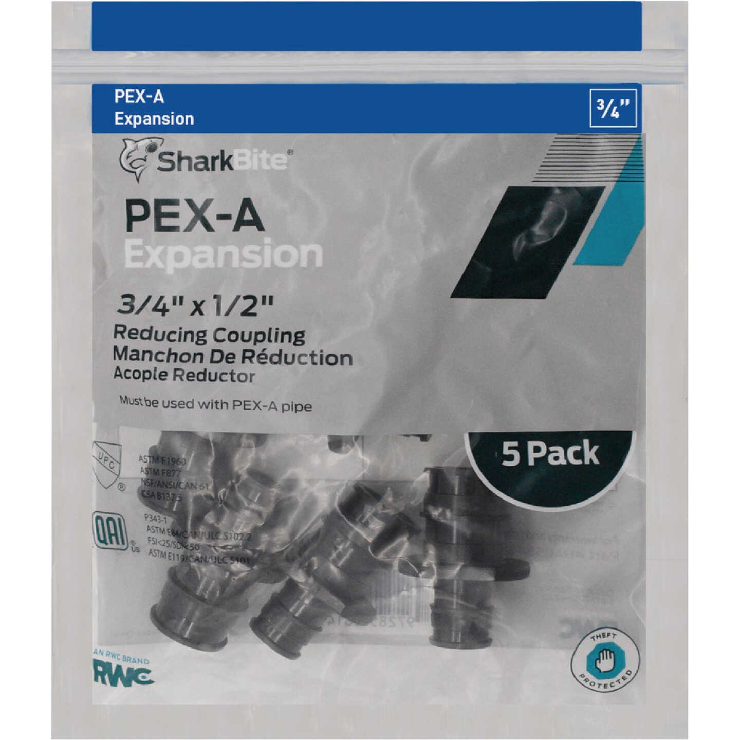 SharkBite 1/2 In. x 3/4 In. Poly Reducing PEX-A Coupling (5-Pack) Image 2