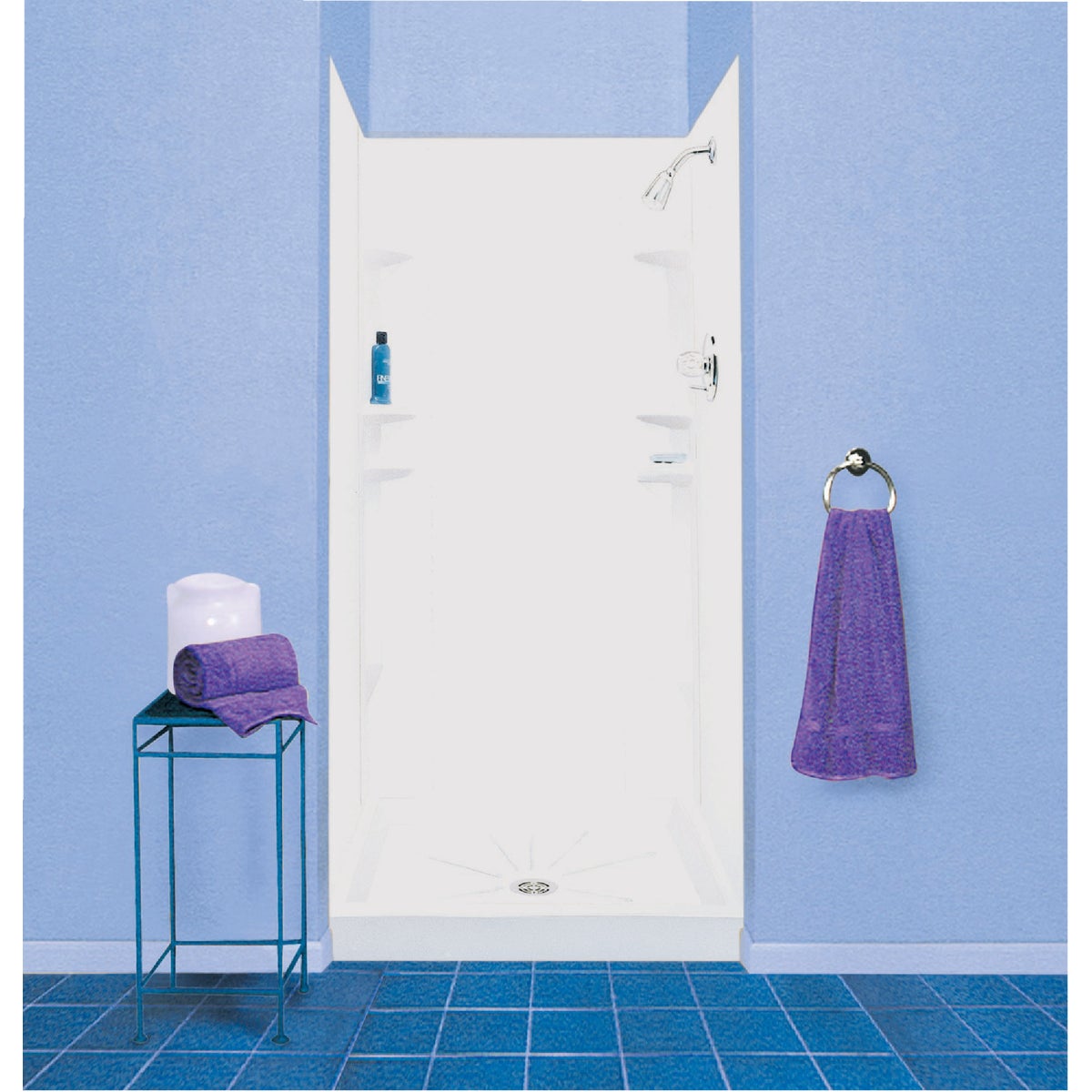 Mustee Durawall 48 In. x 71.5 In. x 42 In. Alcove Shower Wall Set in White (5-Piece)
