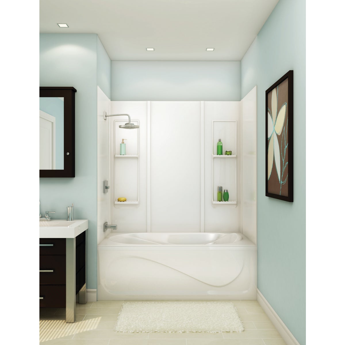 Maax Elan 61 In. W x 31-3/4 In. L x 59 In. H 5-Piece Glue Up Tub Wall Surround in White Image 2