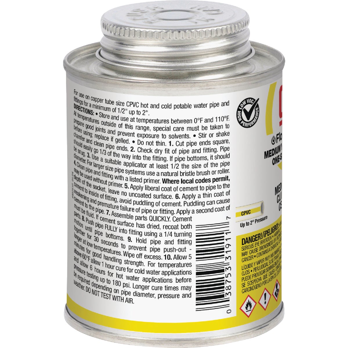 Oatey FlowGuard Gold 8 Oz. Medium Bodied Yellow All Weather One-Step CPVC Cement Image 6