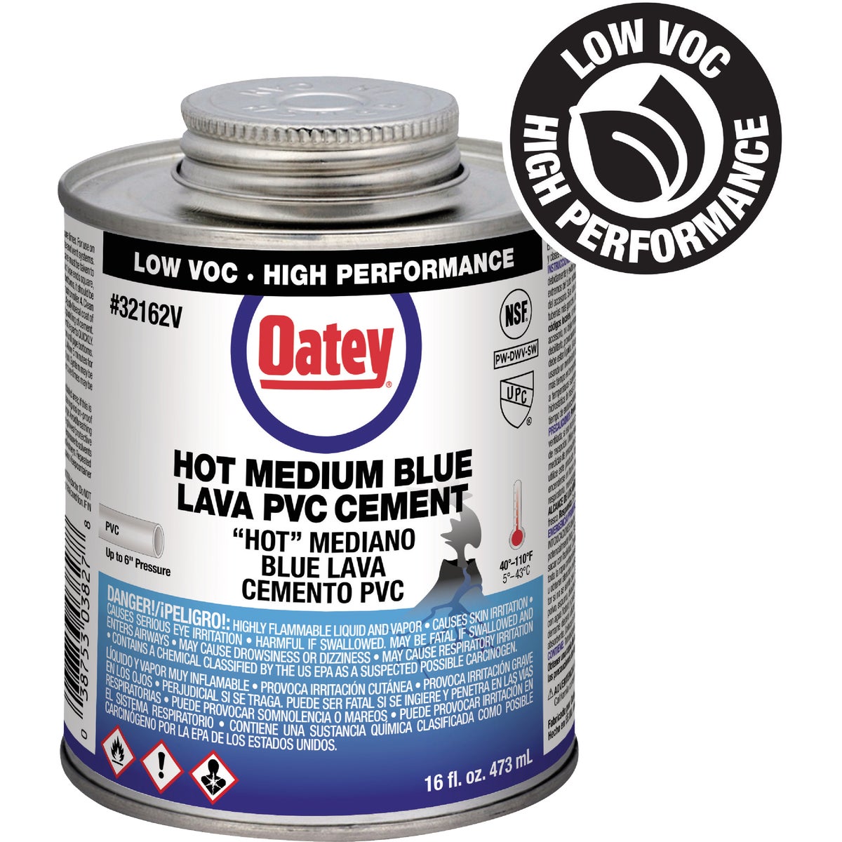 Oatey 16 Oz. Low Voc Medium Bodied Blue Lava PVC Cement