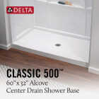 Delta Classic 500 60 In. x 32 In. Center Drain Shower Pan, White Image 3