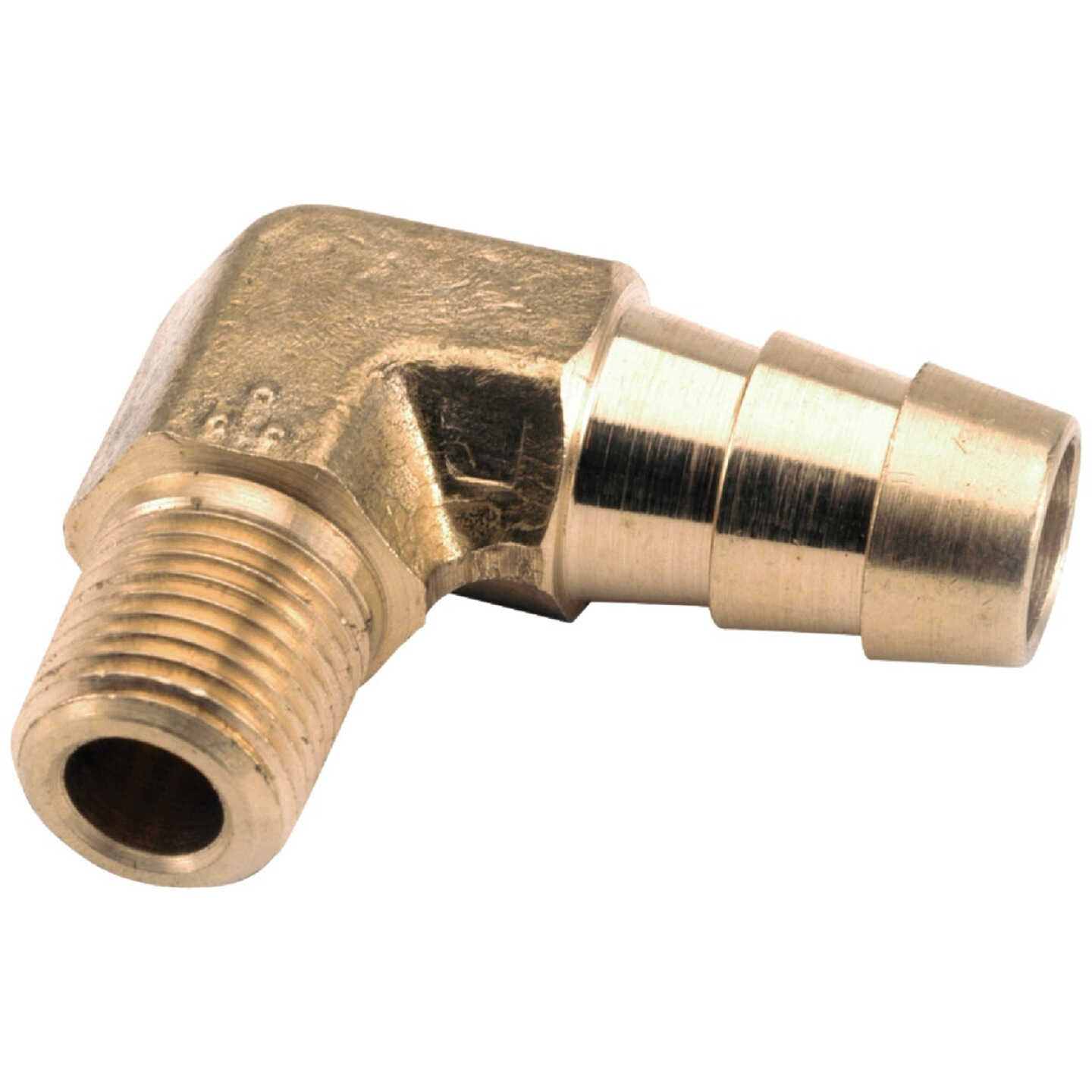Anderson Metals 3/8 In. MIP x 1/2 In. Hose Barbed 90 Deg. Brass Elbow (1/4 Bend) Image 1