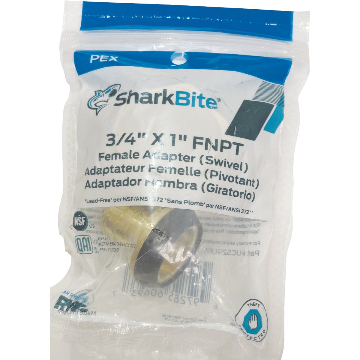 SharkBite 3/4 In. Barb x 1 In. NPSM Brass PEX Swivel Adapter Image 2