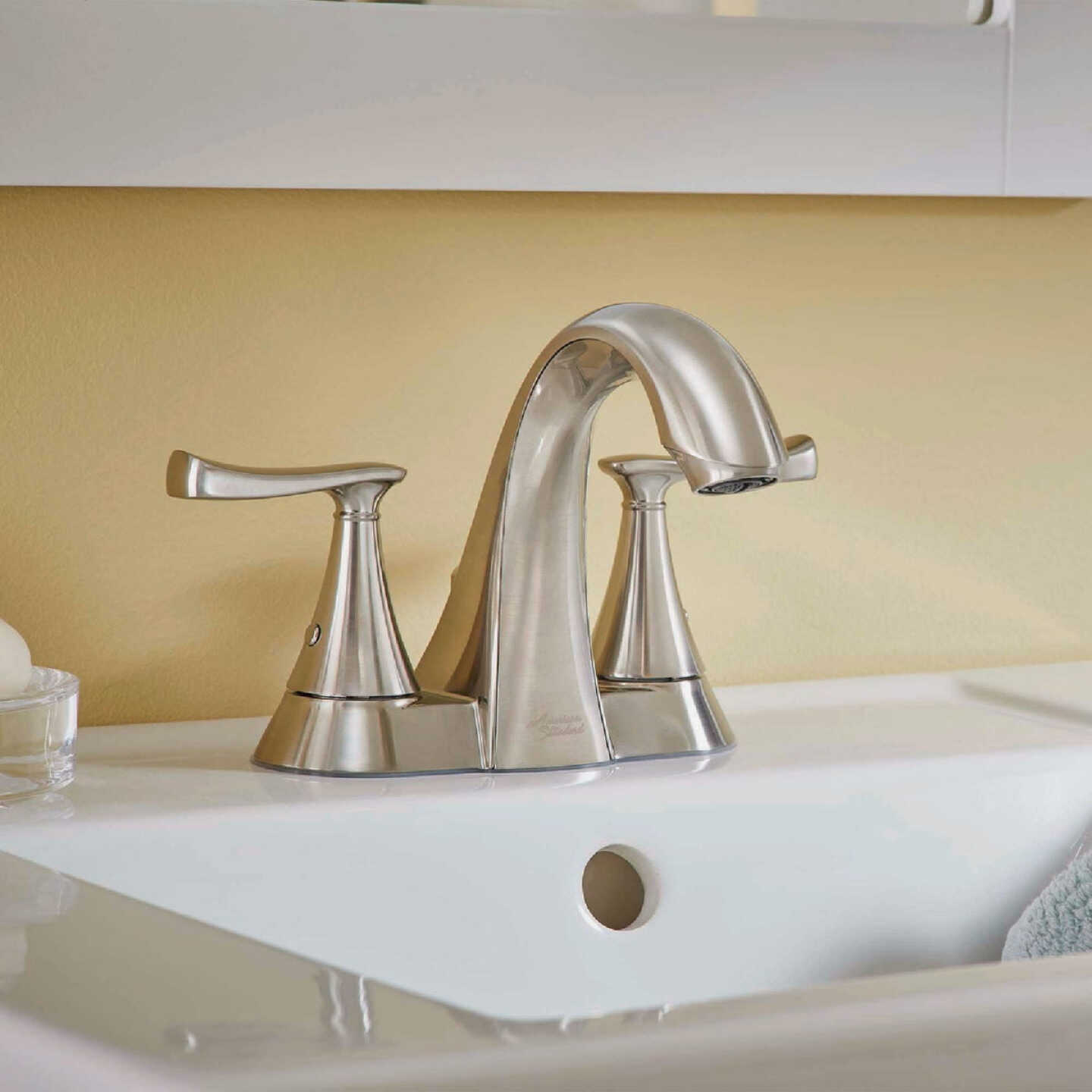 American Standard Chatfield Brushed Nickel 2-Handle Lever 4 In. Centerset Bathroom Faucet with Pop-Up Image 3