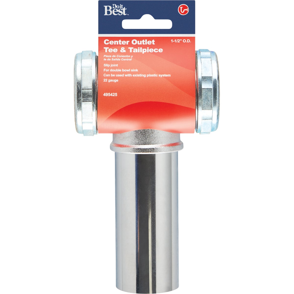 Do it Best 1-1/2 In. Chrome Plated Center Outlet Tee and Tailpiece Image 2