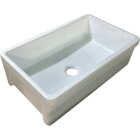 Compass Manufacturing Single Bowl 33 In. x 20 In. x 10 In. White Porcelain Undermount Flat Front Kitchen Farm Sink Image 1