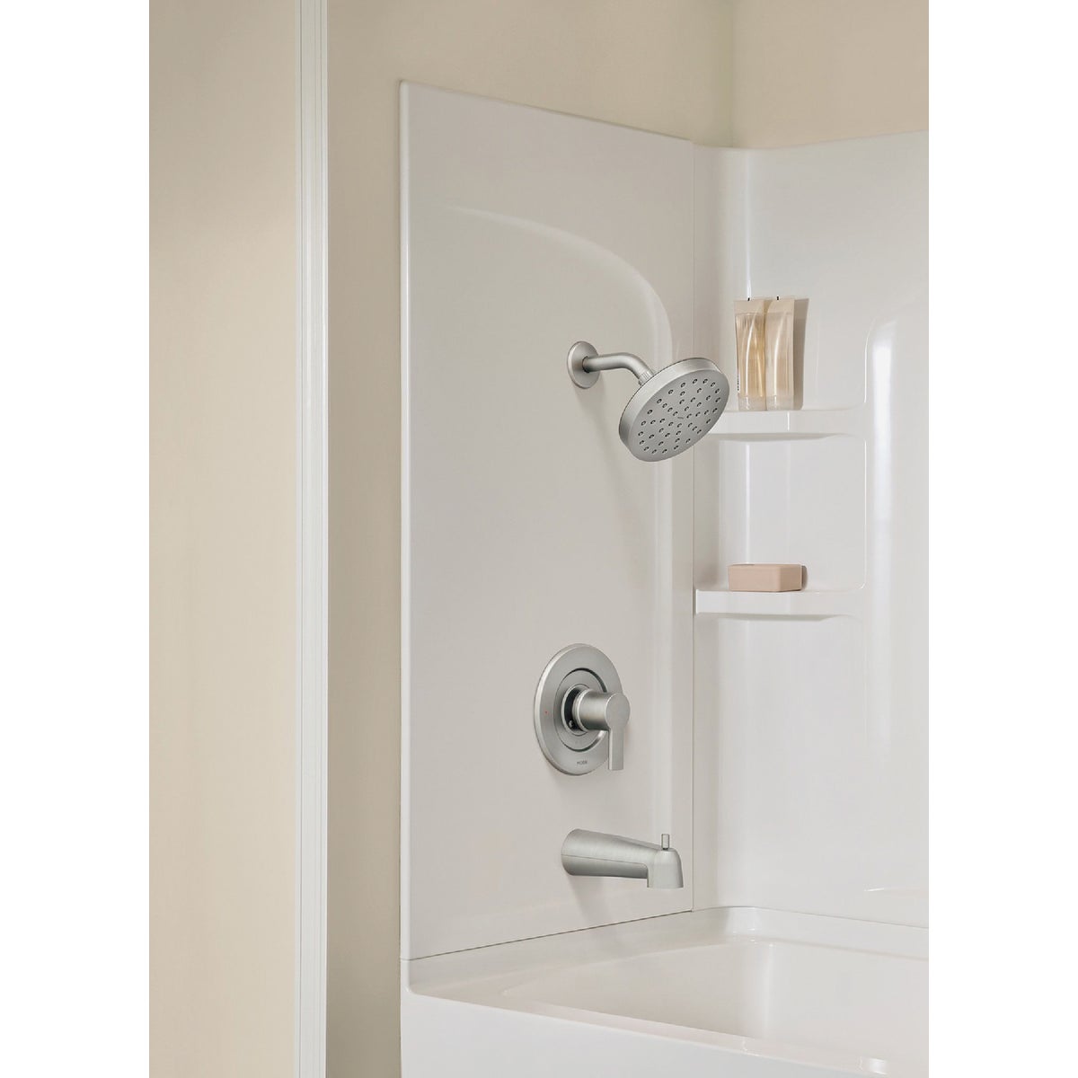 Moen Rinza Posi-Temp 1-Handle Lever Tub & Shower Faucet, Spot Resist Brushed Nickel Image 3