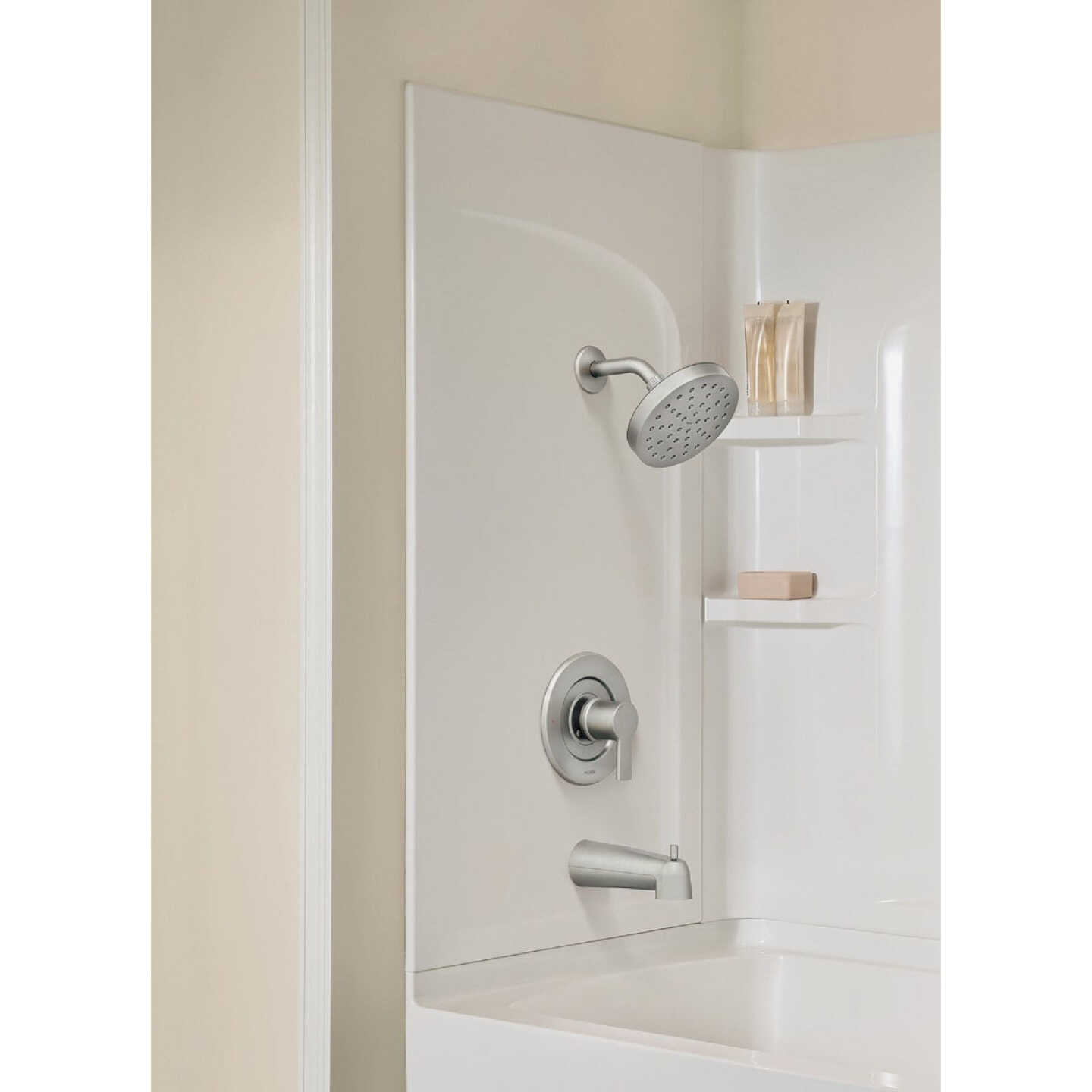 Moen Rinza Posi-Temp 1-Handle Lever Tub & Shower Faucet, Spot Resist Brushed Nickel Image 3