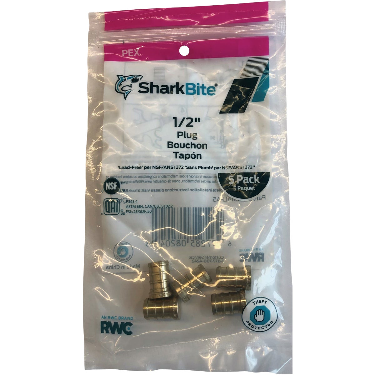 SharkBite 1/2 In. Barb Brass PEX Test Plug (5-Pack) Image 2