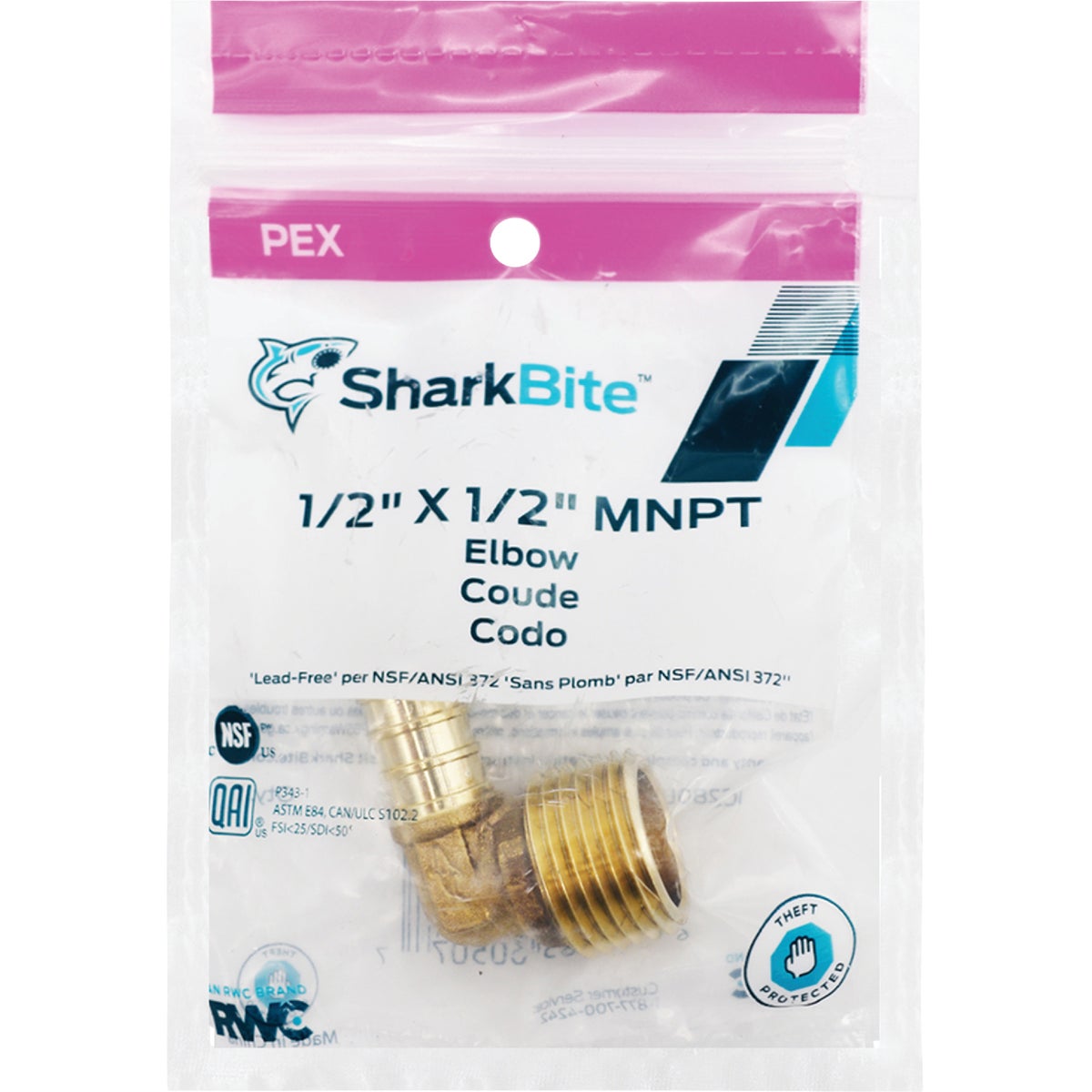 SharkBite 1/2 In. Barb x 1/2 In. MNPT 90 Deg. Brass PEX Elbow (1/4 Bend) Image 2