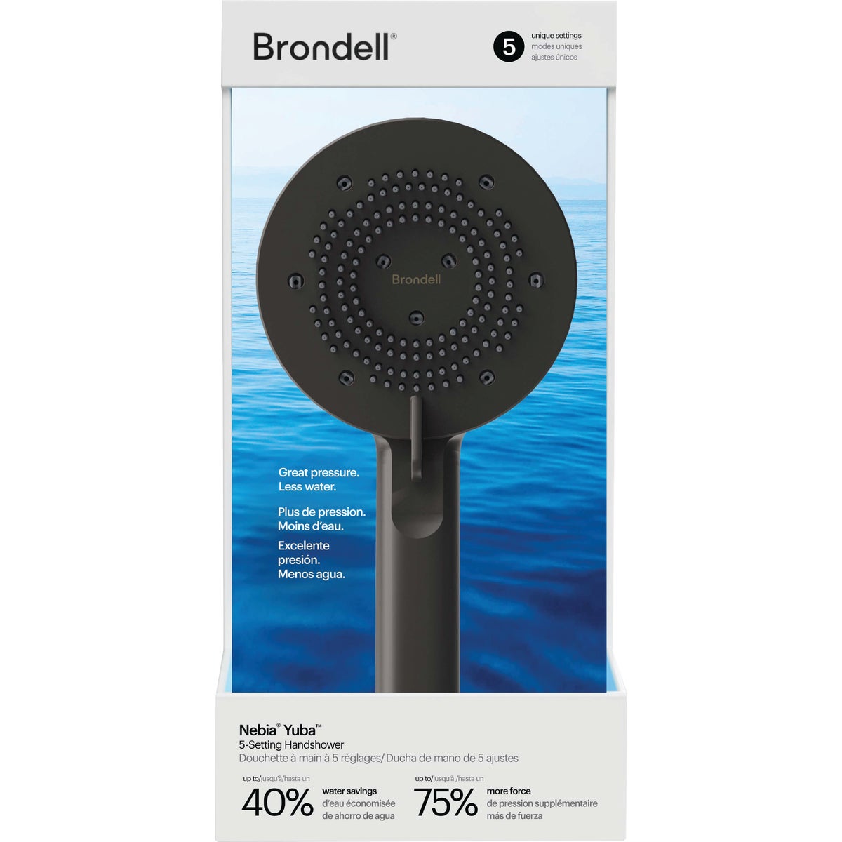 Brondell Nebia Yuba 5-Setting Handshower, Matte Black Image 2