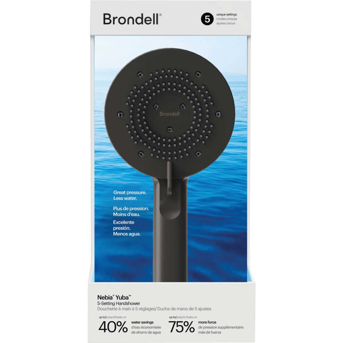 Brondell Nebia Yuba 5-Setting Handshower, Matte Black Image 2