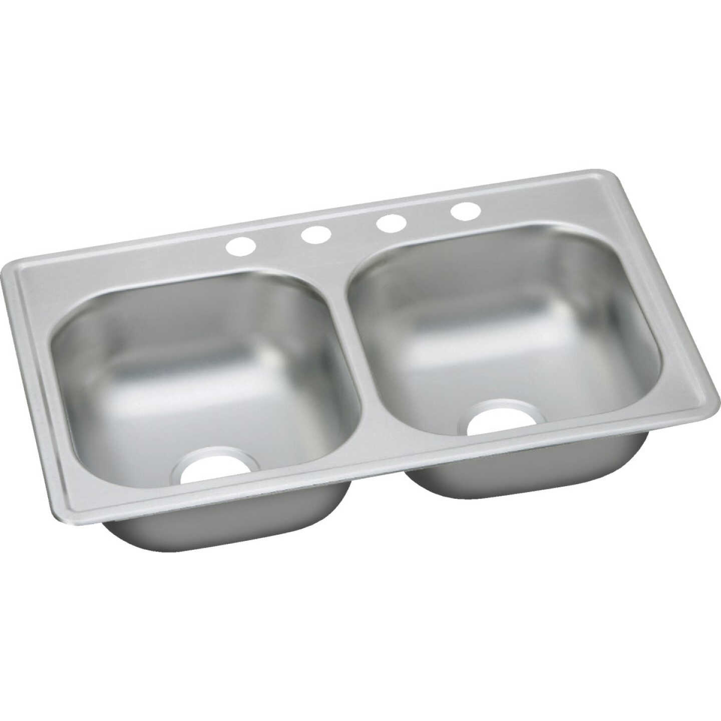 Elkay Dayton 33 In. x 19 In. x 6-7/16 In. Equal Double Bowl Drop-In Kitchen Sink, Stainless Steel Image 1