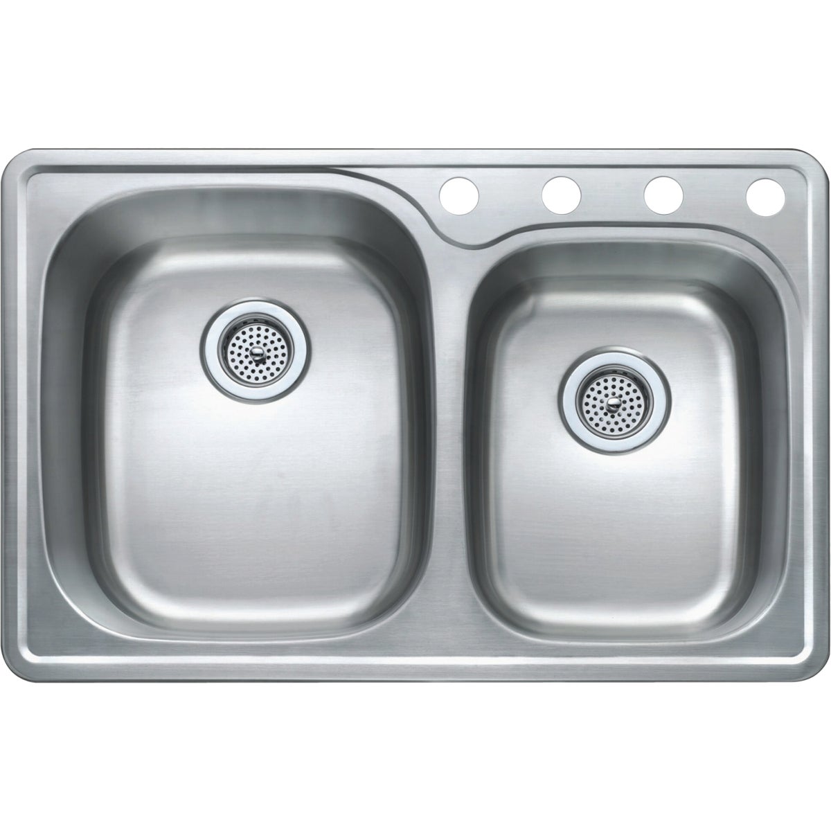 Compass Manufacturing 33 In. x 22 In. x 9 In. 60/40 Double Bowl Stainless Steel Sink Image 1