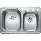 Compass Manufacturing 33 In. x 22 In. x 9 In. 60/40 Double Bowl Stainless Steel Sink Image 1