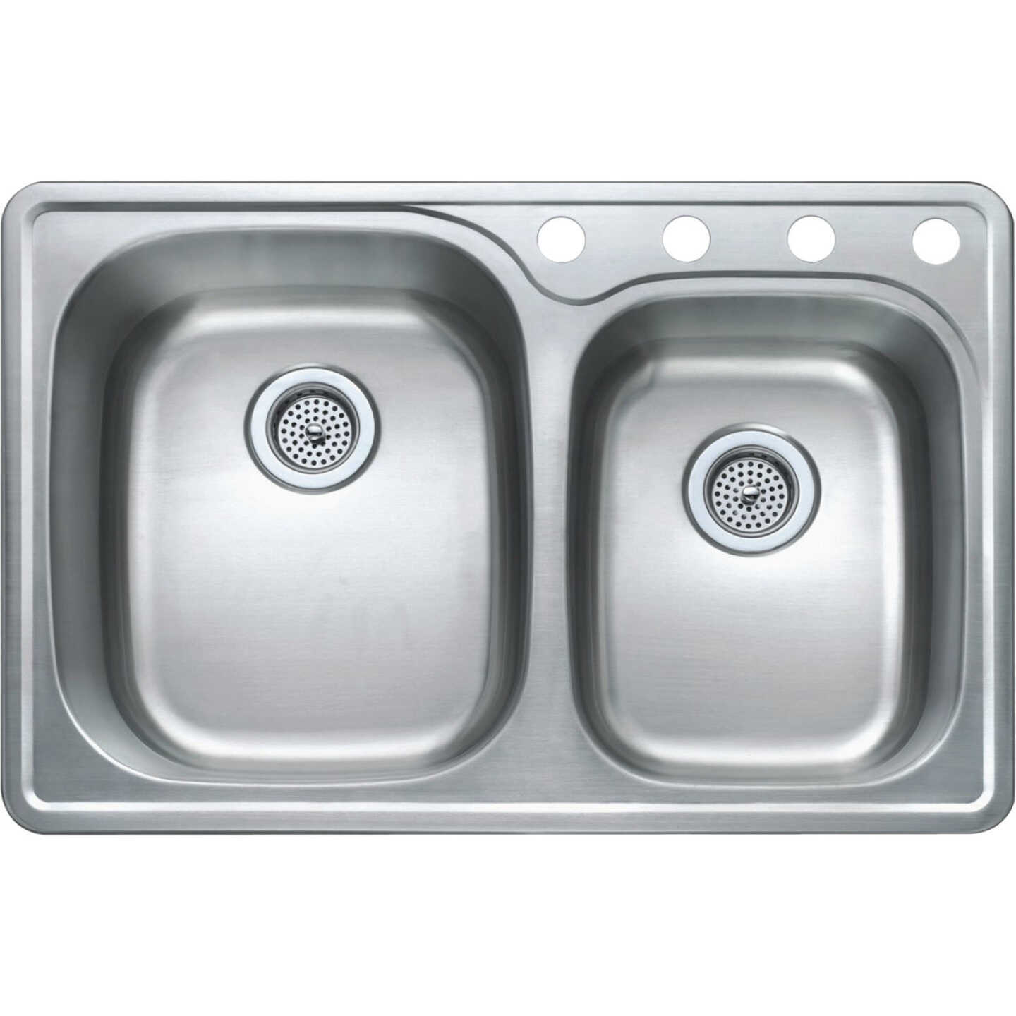 Compass Manufacturing 33 In. x 22 In. x 9 In. 60/40 Double Bowl Stainless Steel Sink Image 1