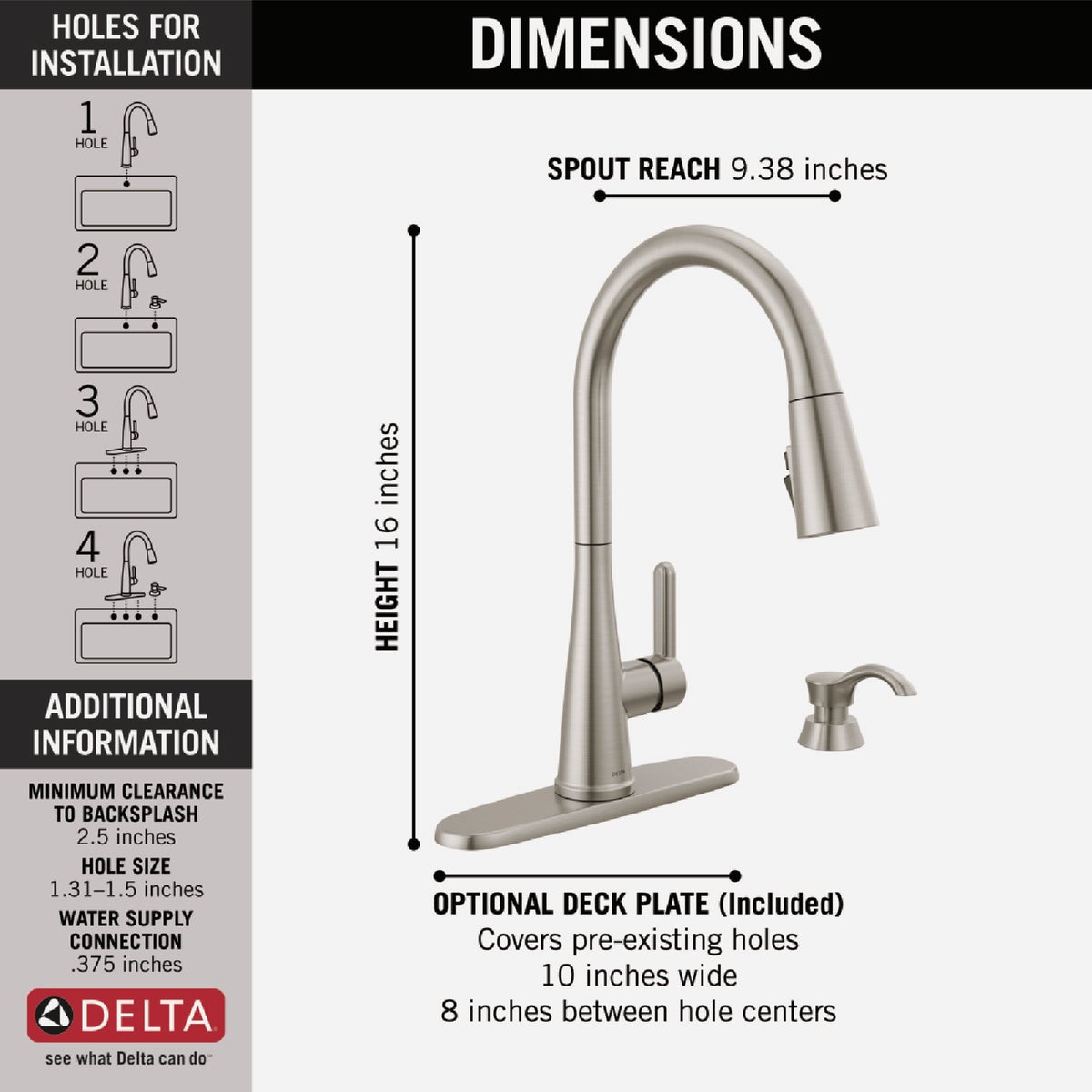 Delta Greydon 1-Handle Pull-Down Kitchen Faucet with Soap Dispenser, Stainless Image 2