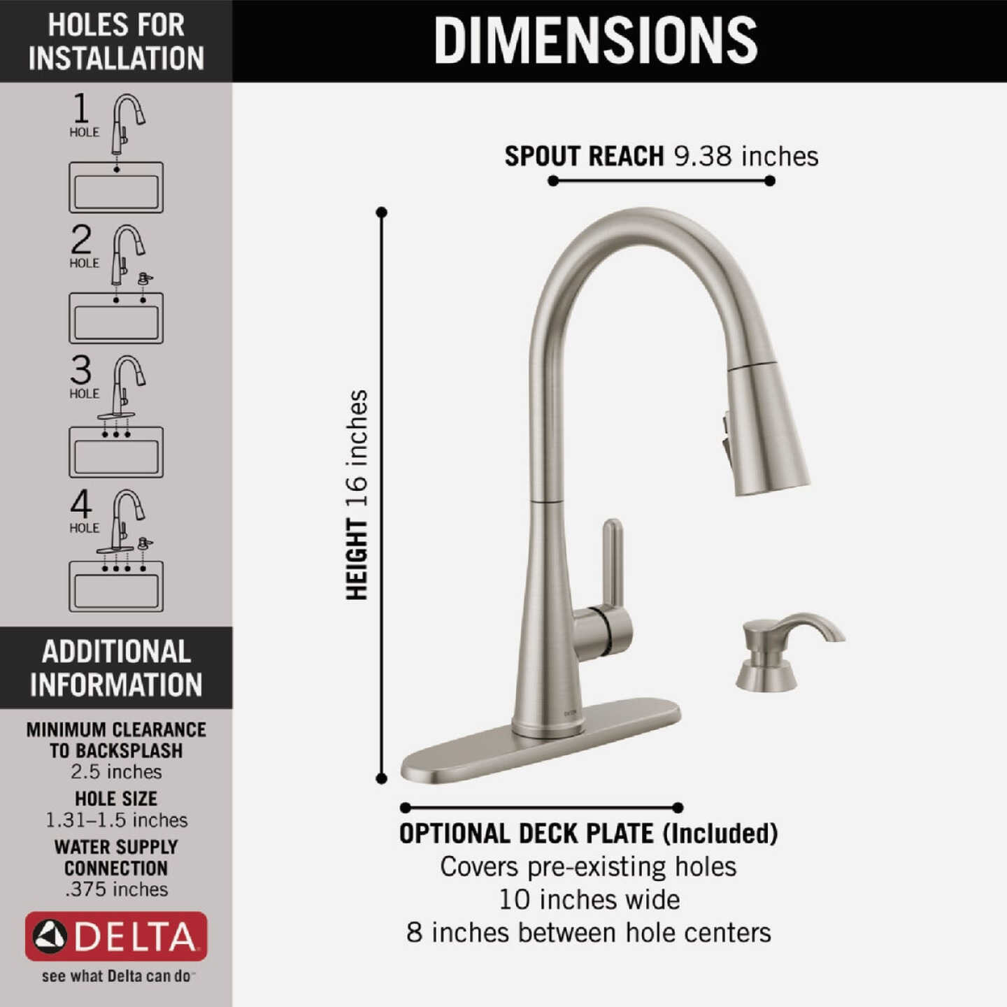 Delta Greydon 1-Handle Pull-Down Kitchen Faucet with Soap Dispenser, Stainless Image 2