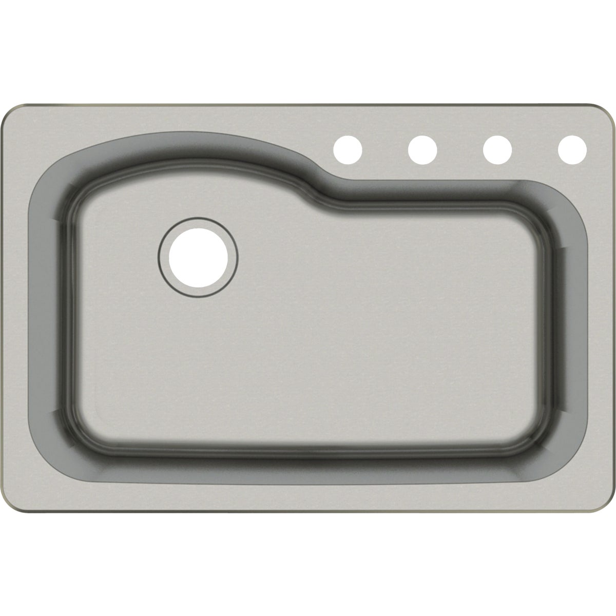 Compass Manufacturing 33 In. x 22 In. x 9 In. Single Bowl Stainless Steel Top Mount Offset Kitchen Sink Image 1