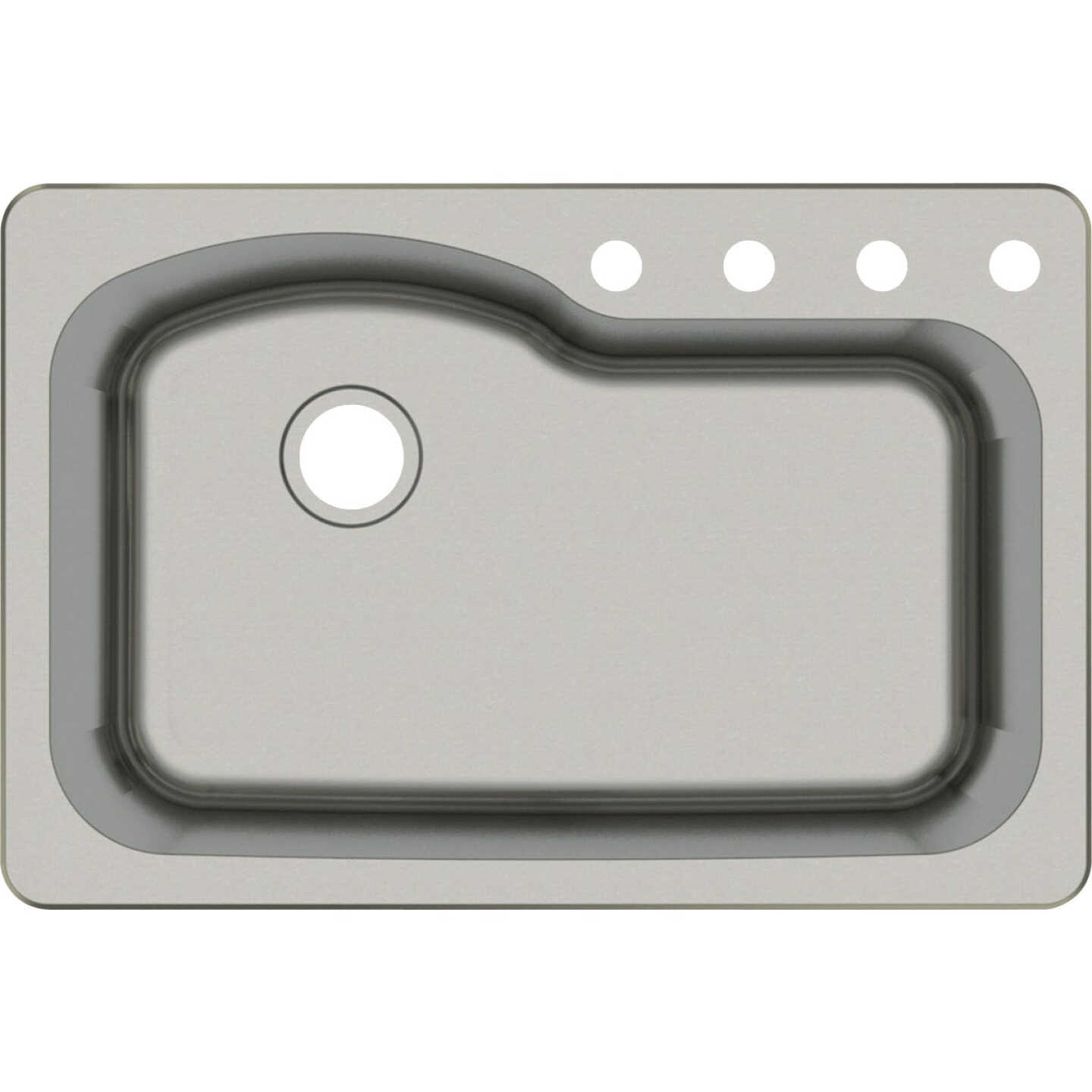 Compass Manufacturing 33 In. x 22 In. x 9 In. Single Bowl Stainless Steel Top Mount Offset Kitchen Sink Image 1