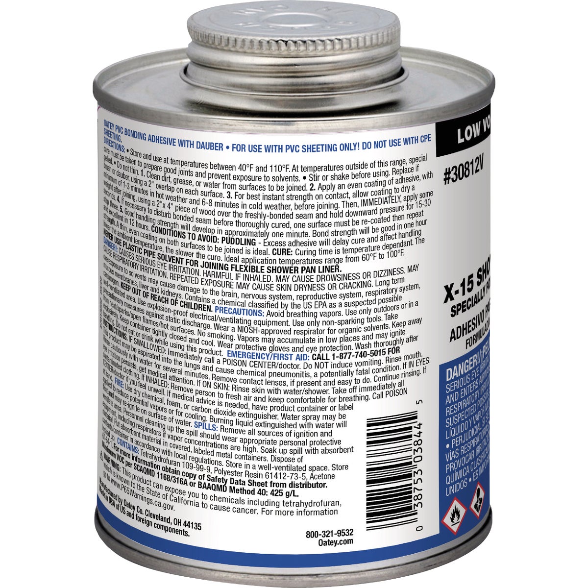 Oatey 16 Oz. Low Voc X-15 Shower Pan Liner Adhesive PVC Cement Image 2