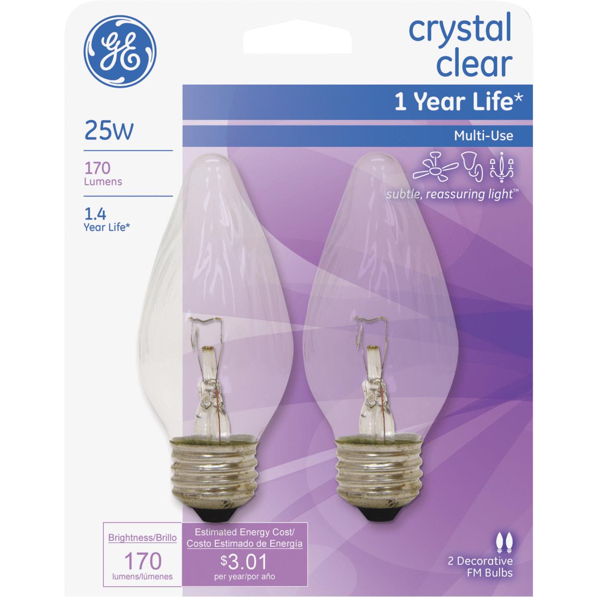2PK 25W CLEAR FLAME BULB Image 1