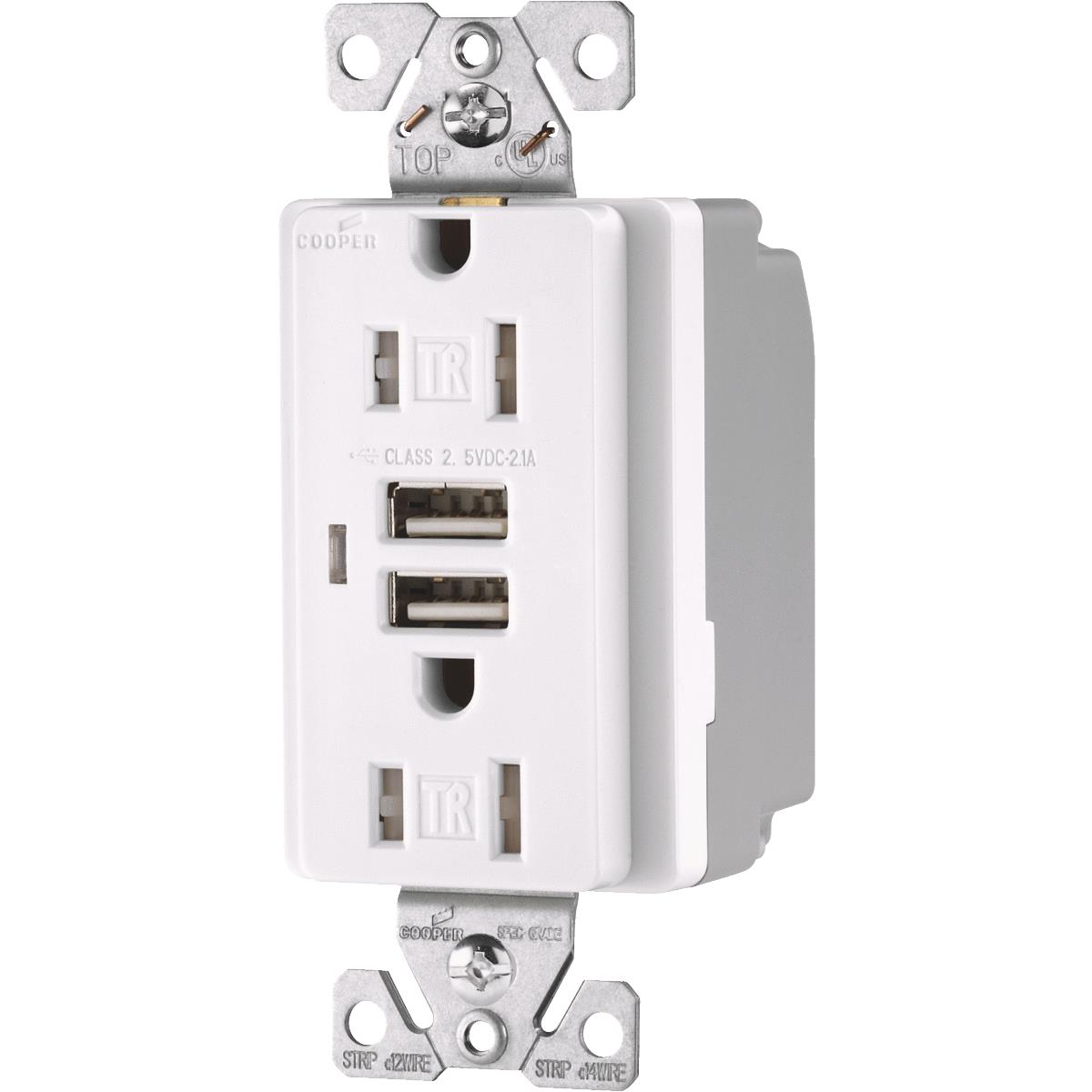 2.1A WH DUPLX OUTLET/USB