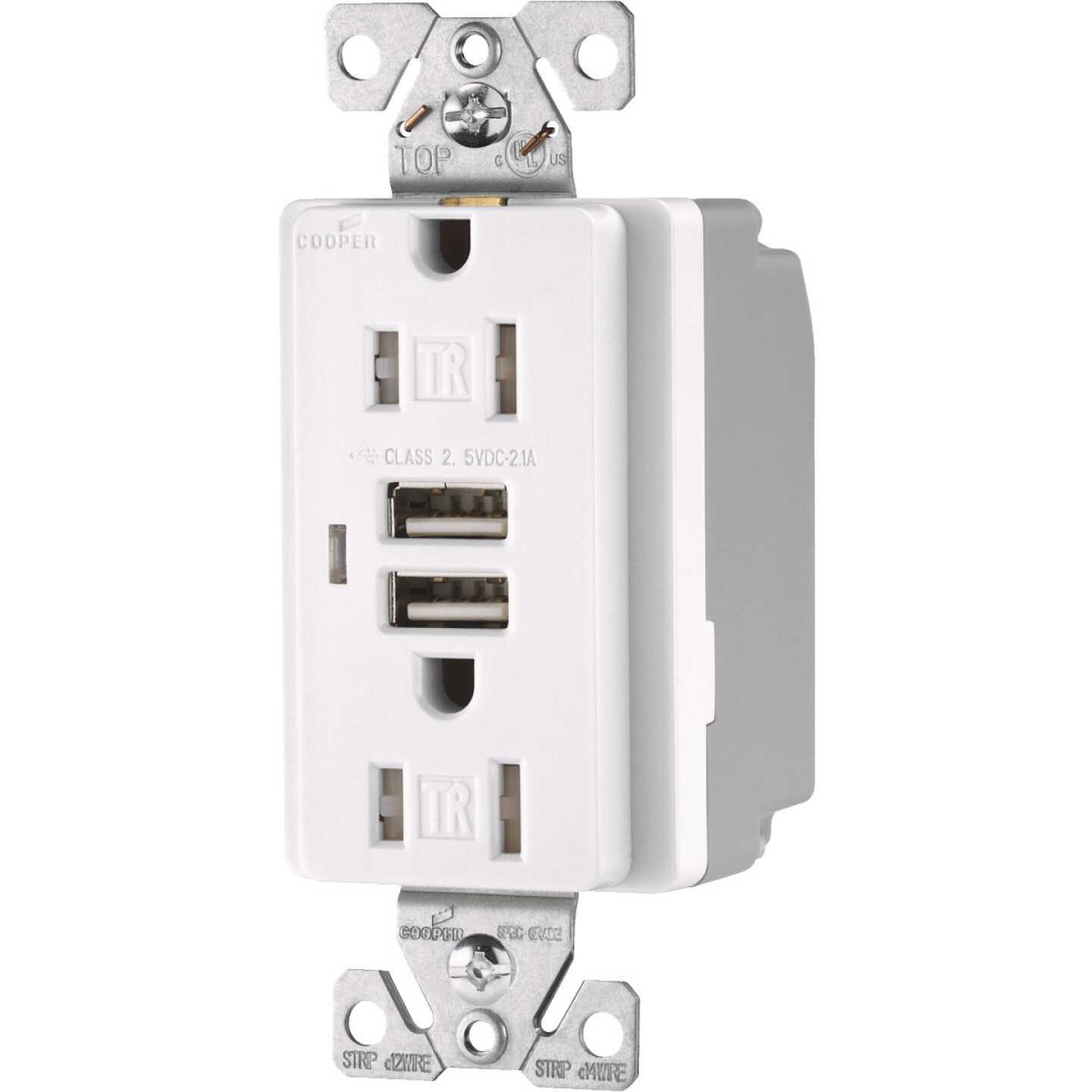2.1A WH DUPLX OUTLET/USB Image 1