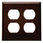 Leviton 2-Gang Smooth Plastic Outlet Wall Plate, Brown Image 1