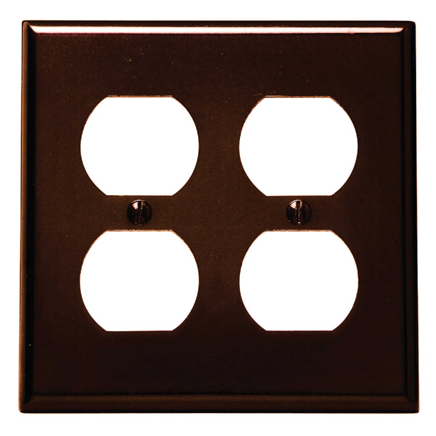 Leviton 2-Gang Smooth Plastic Outlet Wall Plate, Brown Image 1