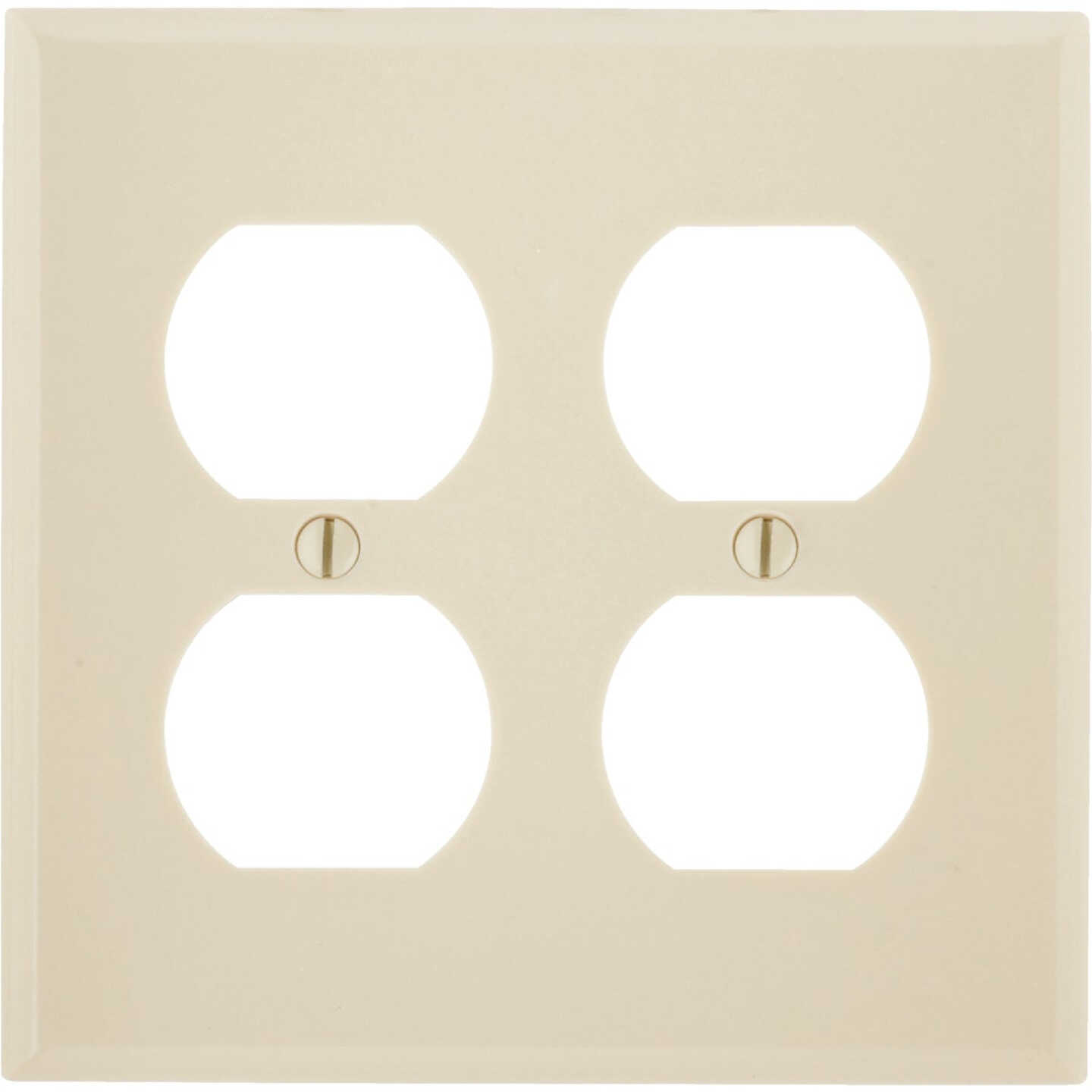 Leviton 2-Gang Smooth Plastic Outlet Wall Plate, Ivory Image 1