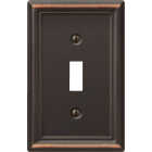 Amerelle Chelsea 1-Gang Stamped Steel Toggle Switch Wall Plate, Aged Bronze Image 1