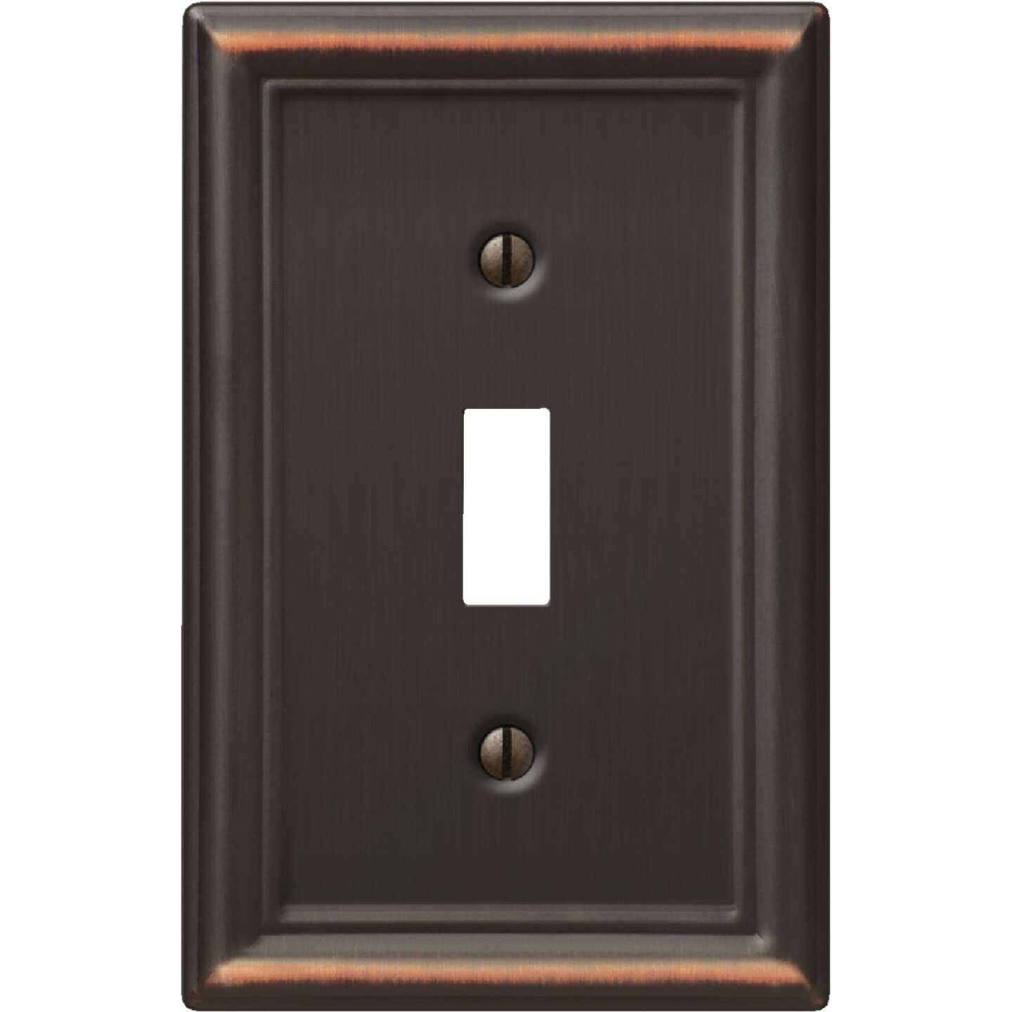 Amerelle Chelsea 1-Gang Stamped Steel Toggle Switch Wall Plate, Aged Bronze Image 1