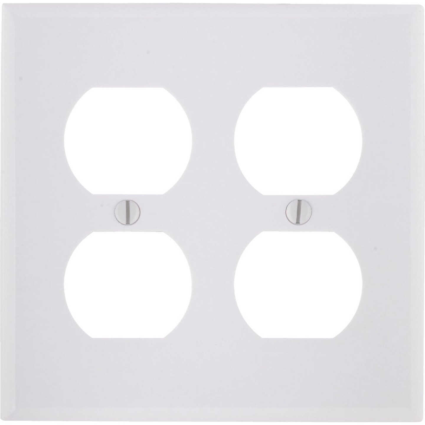 Leviton 2-Gang Smooth Plastic Outlet Wall Plate, White Image 1