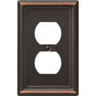 Amerelle Chelsea 1-Gang Stamped Steel Outlet Wall Plate, Aged Bronze Image 1
