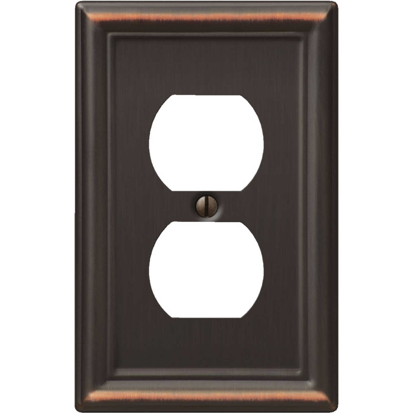 Amerelle Chelsea 1-Gang Stamped Steel Outlet Wall Plate, Aged Bronze Image 1