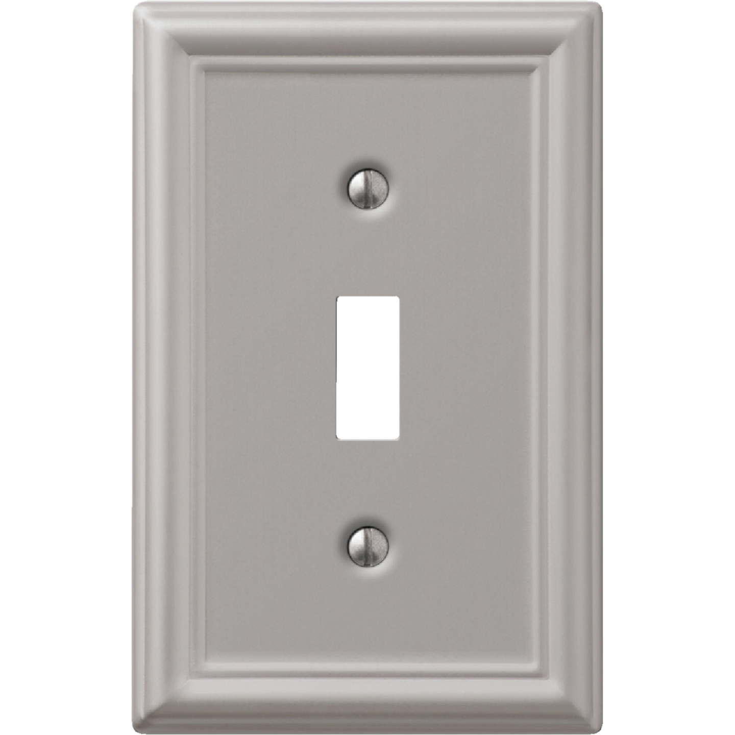 Amerelle Chelsea 1-Gang Stamped Steel Toggle Switch Wall Plate, Brushed Nickel Image 1