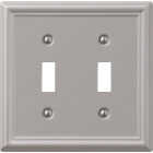 Amerelle Chelsea 2-Gang Stamped Steel Toggle Switch Wall Plate, Brushed Nickel Image 1