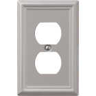 Amerelle Chelsea 1-Gang Stamped Steel Outlet Wall Plate, Brushed Nickel Image 1