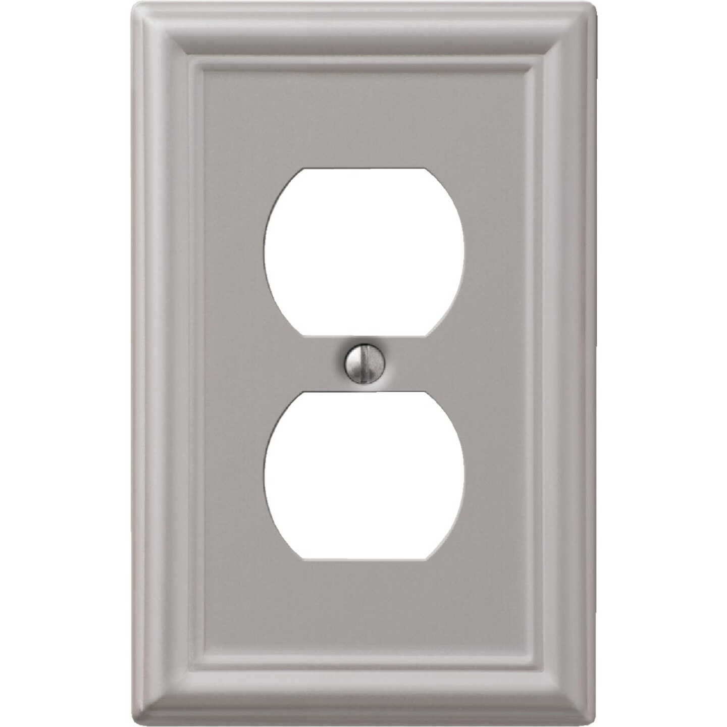 Amerelle Chelsea 1-Gang Stamped Steel Outlet Wall Plate, Brushed Nickel Image 1