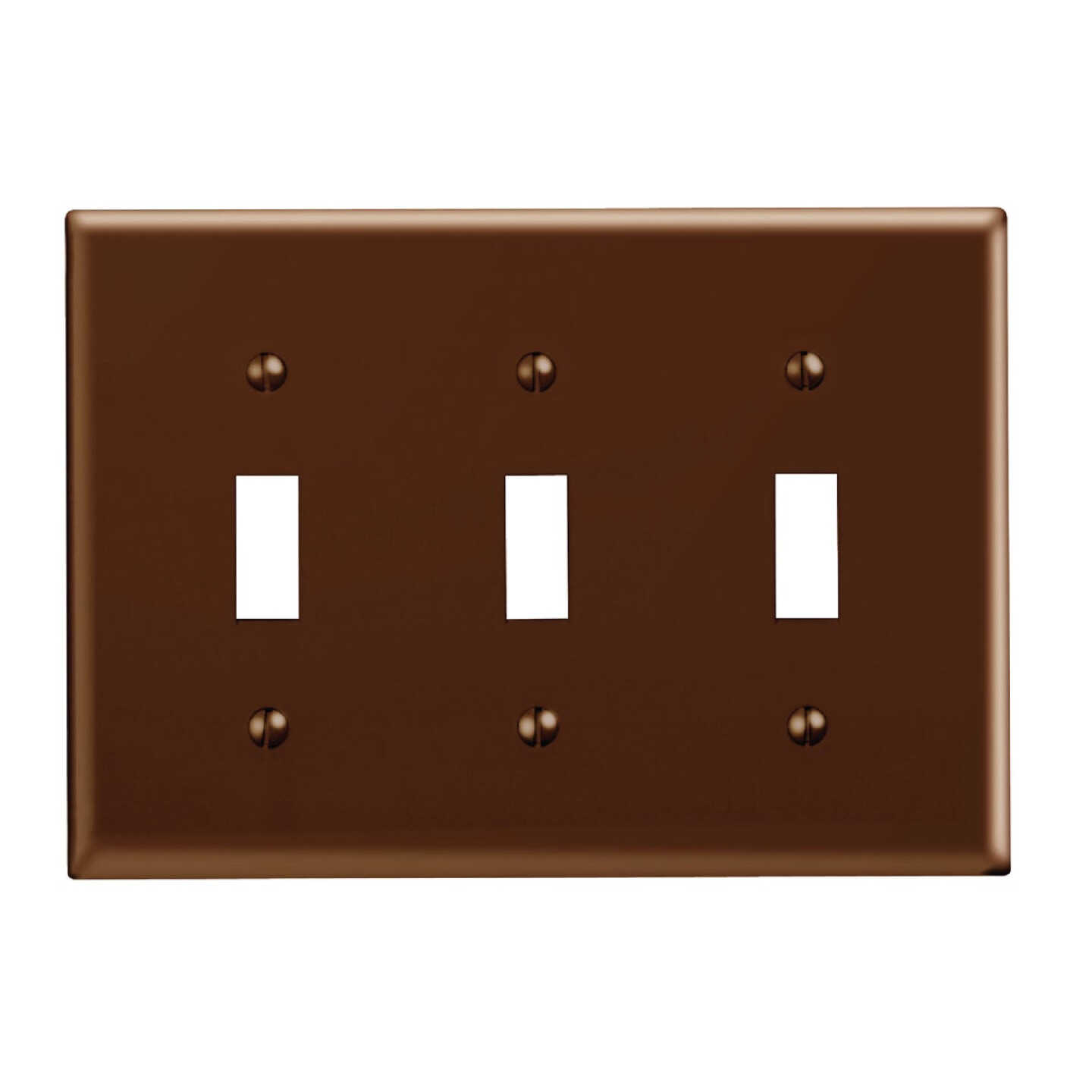 Leviton 3-Gang Plastic Toggle Switch Wall Plate, Brown Image 1