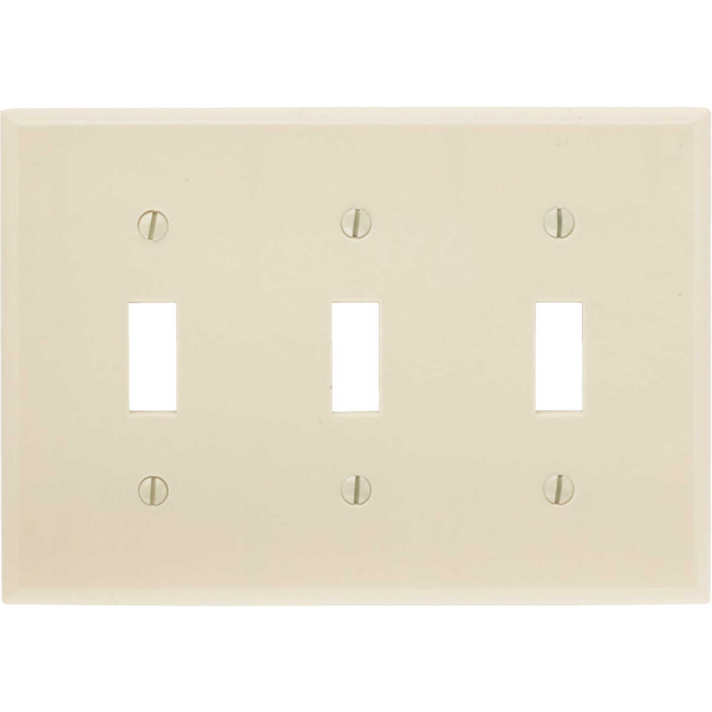 Leviton 3-Gang Plastic Toggle Switch Wall Plate, Ivory Image 1