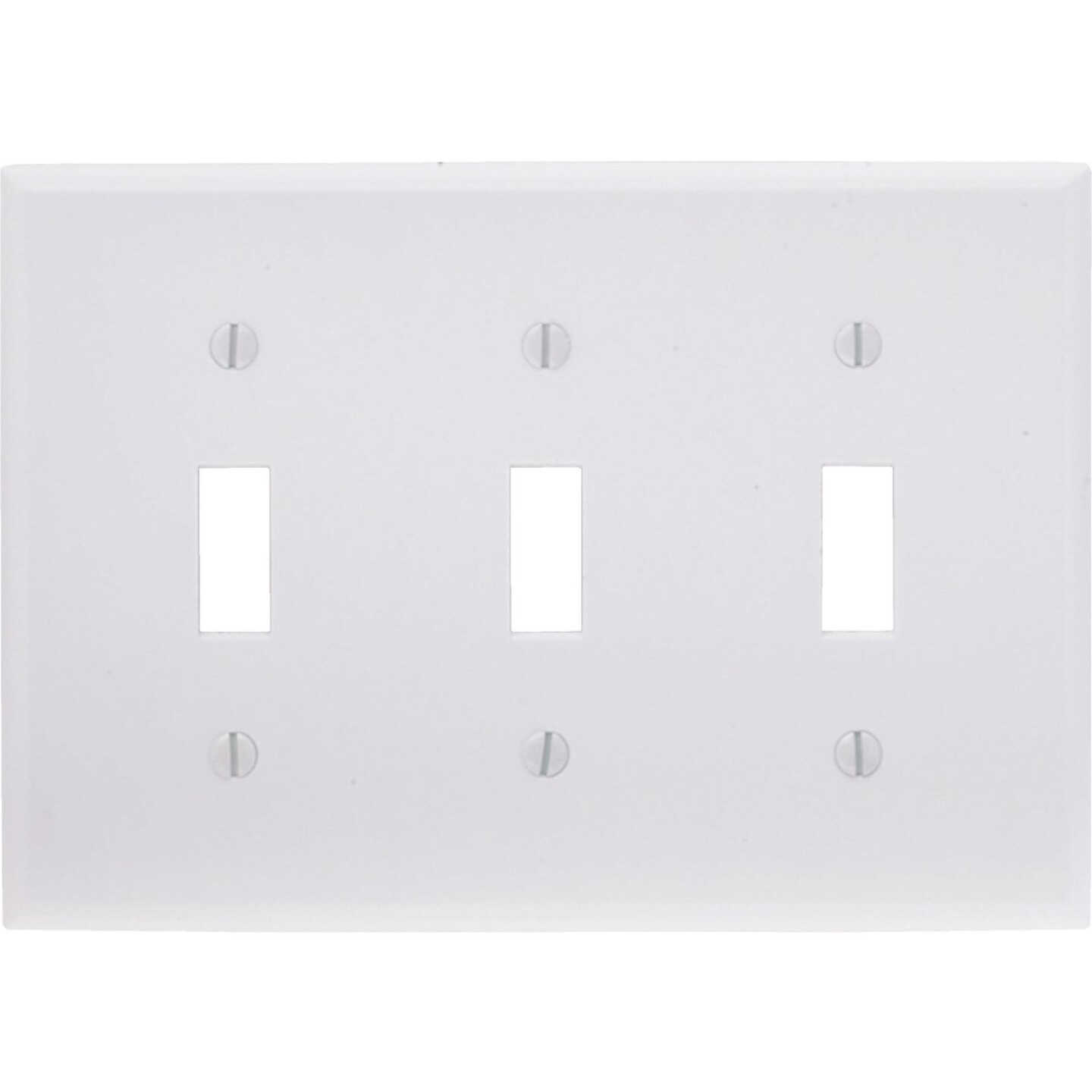 Leviton 3-Gang Plastic Toggle Switch Wall Plate, White Image 1