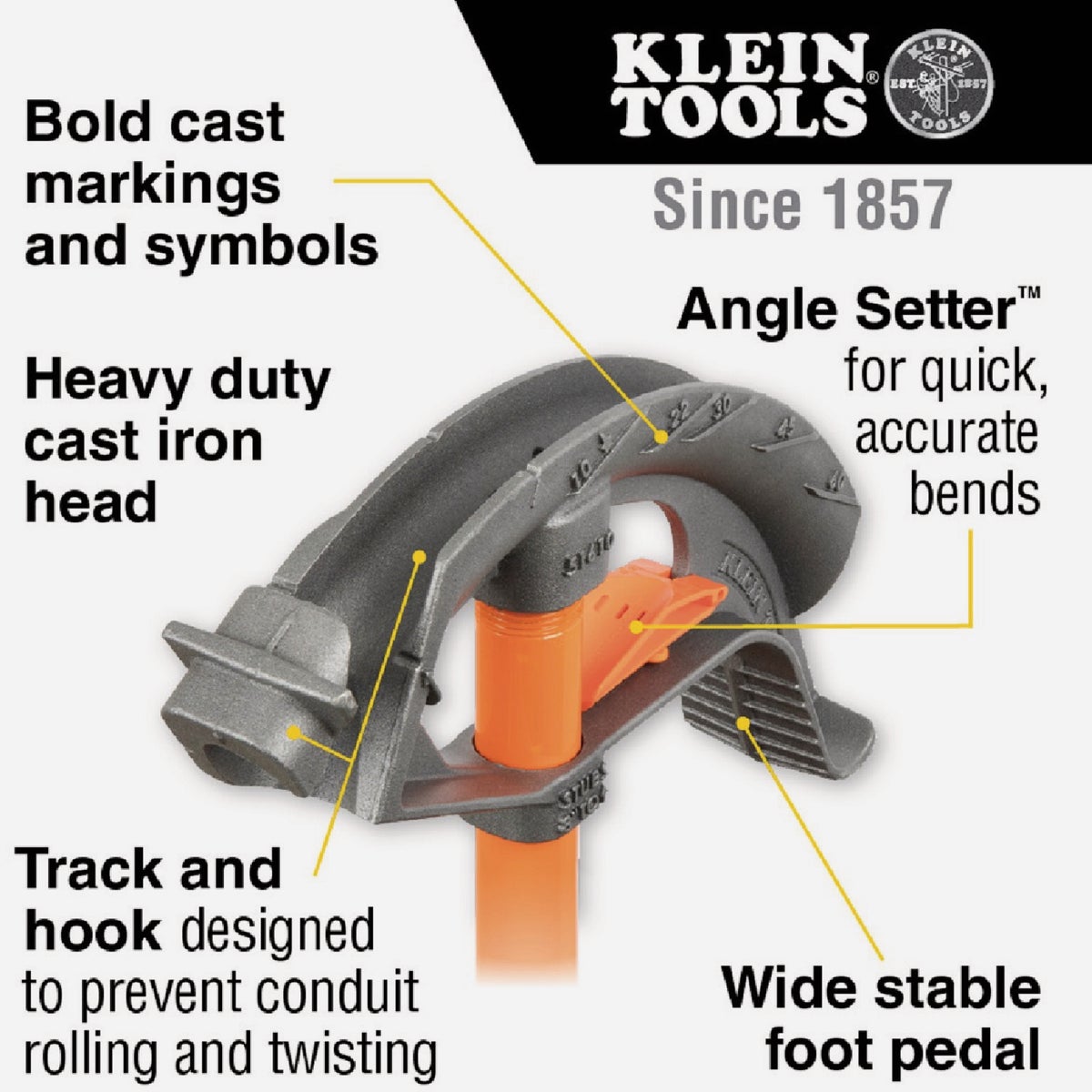 Klein 1 In. EMT Iron Conduit Bender with Angle Setter Image 2