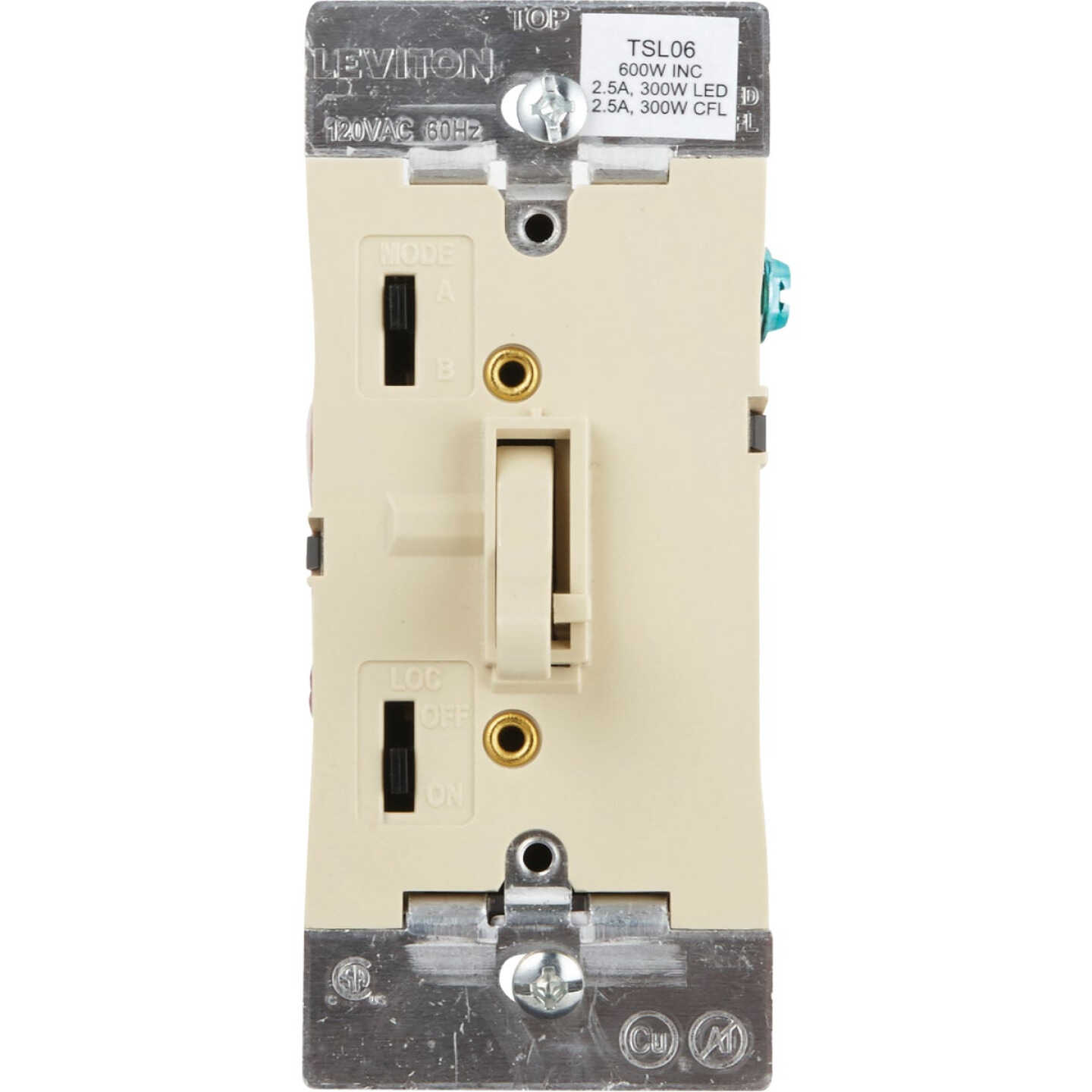 Leviton Incandescent/Halogen/LED/CFL Ivory Slide Dimmer Switch Image 1
