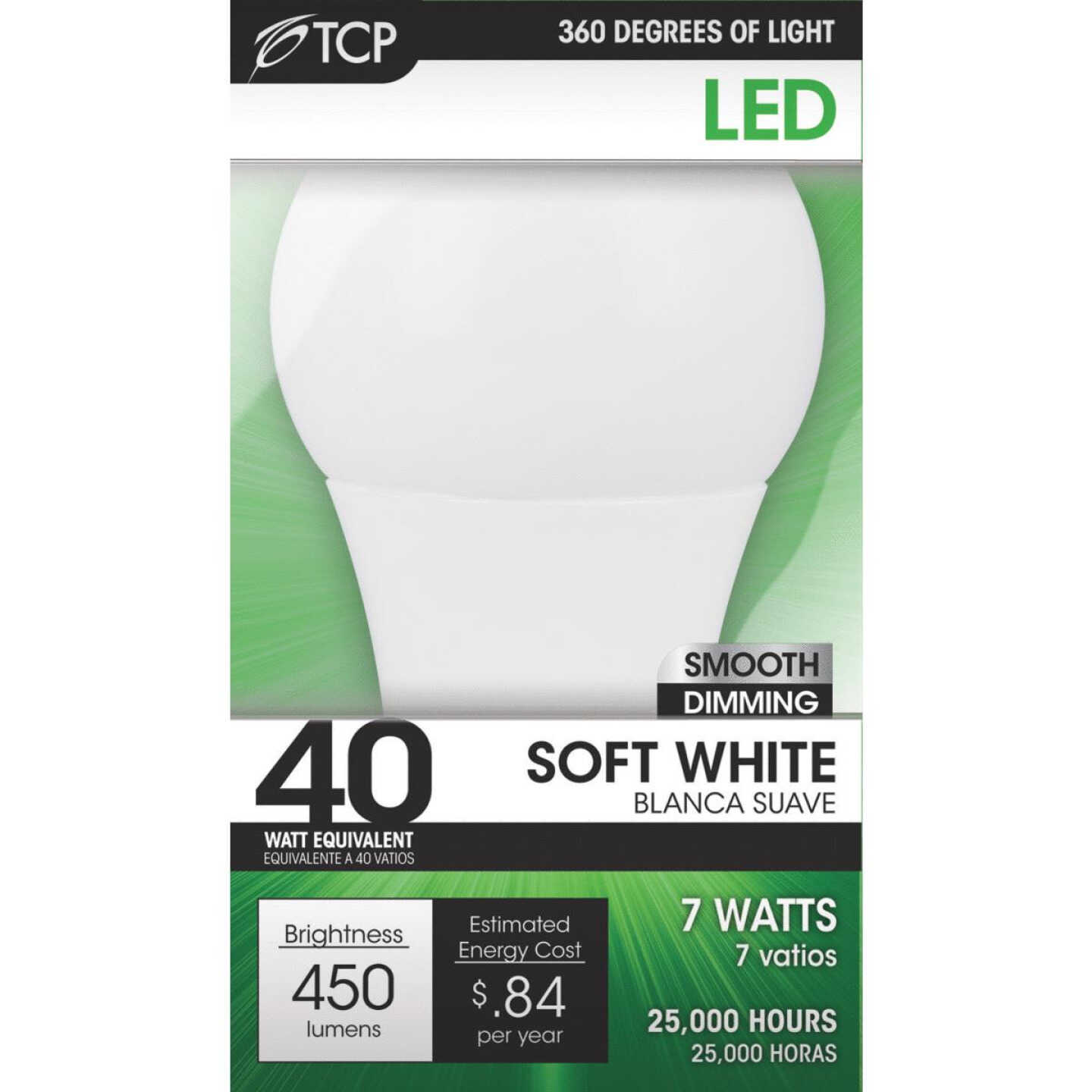 TCP 40W Equivalent Soft White Omnidirectional A Lamp LED Light Bulb Image 2