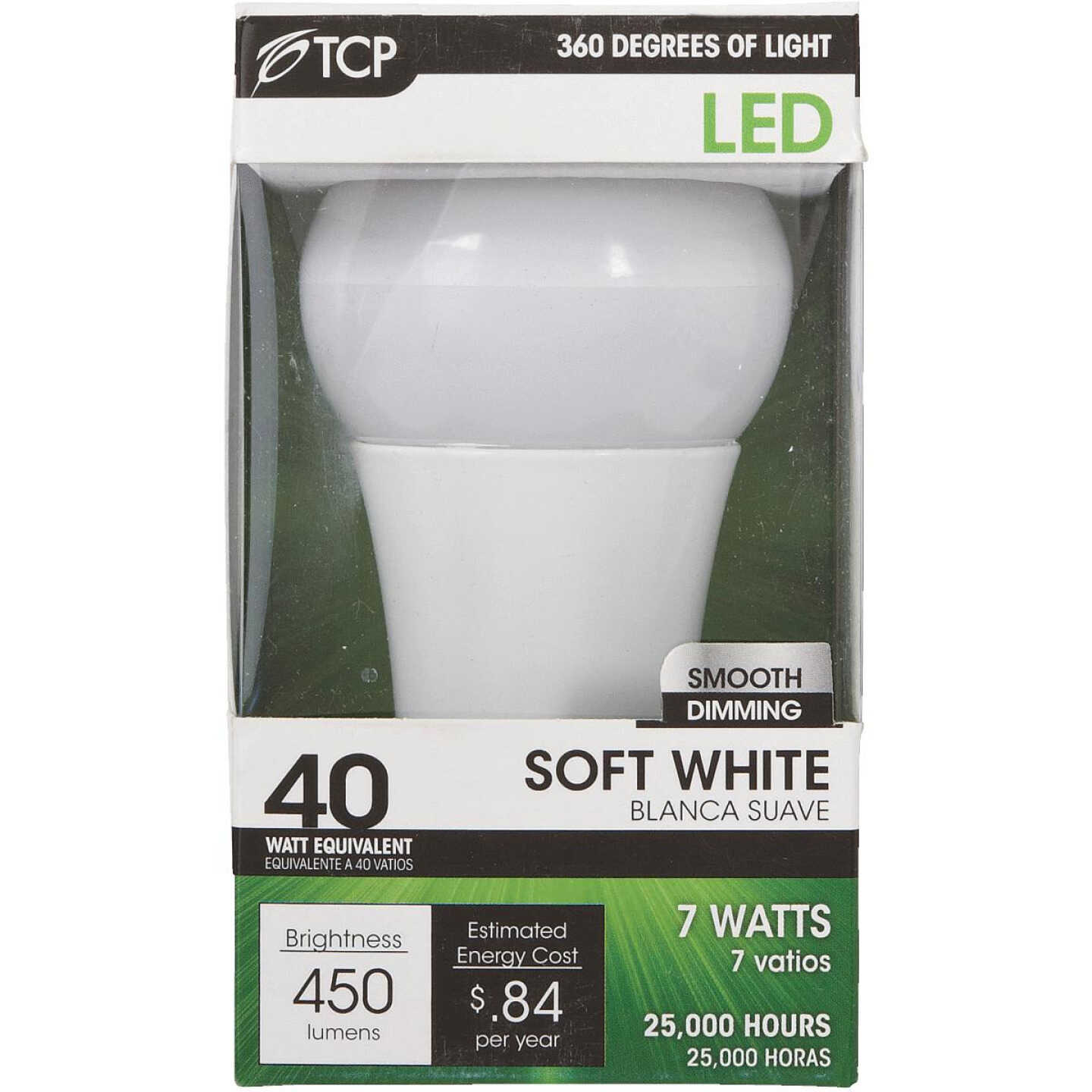 TCP 40W Equivalent Soft White Omnidirectional A Lamp LED Light Bulb Image 1