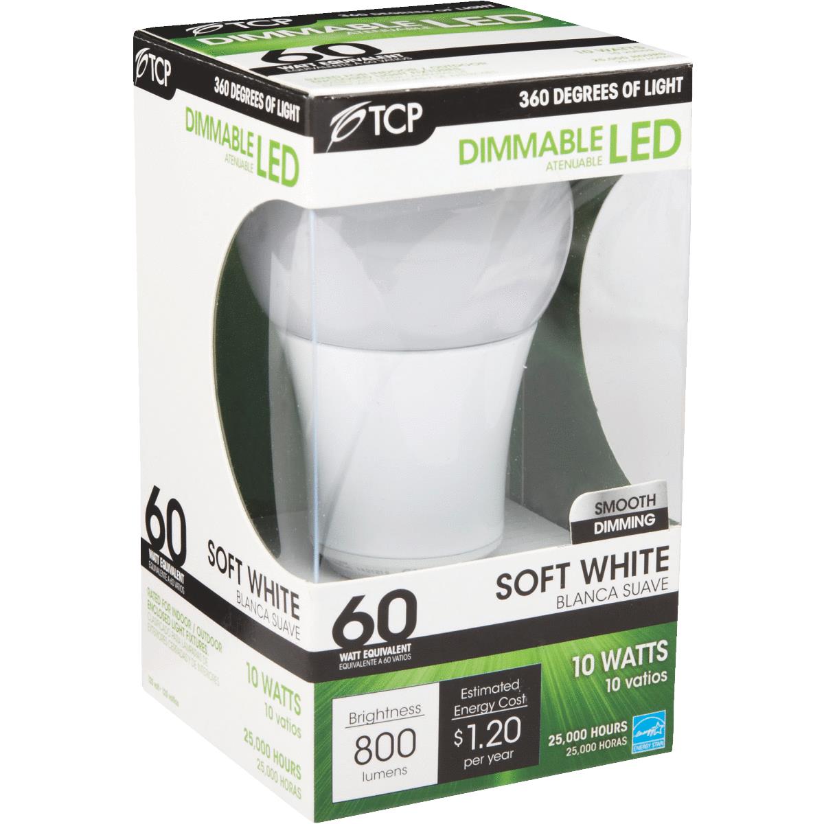 TCP 60W Equivalent Soft White Omnidirectional A Lamp LED Light Bulb