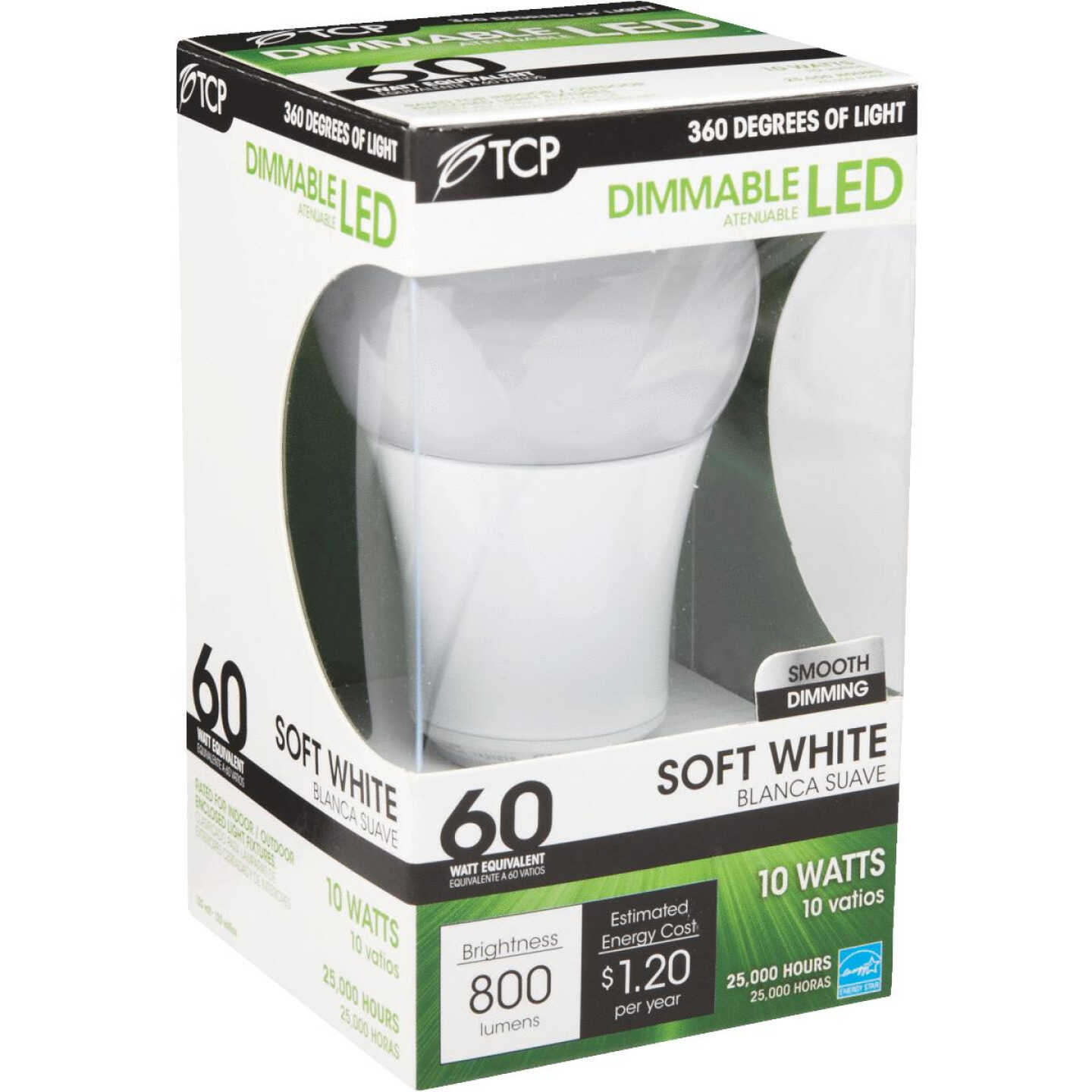TCP 60W Equivalent Soft White Omnidirectional A Lamp LED Light Bulb Image 5